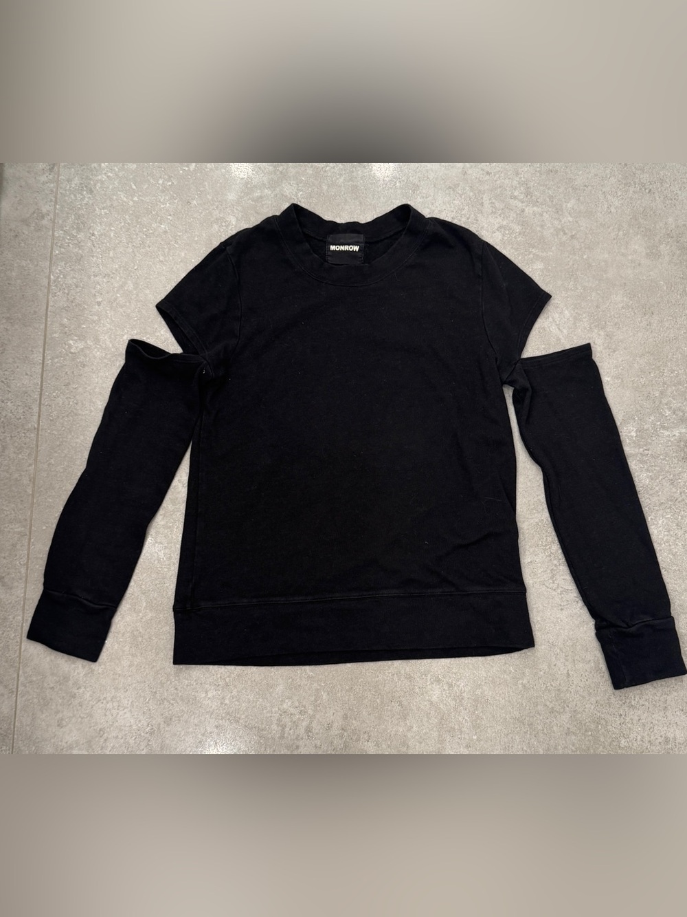 Monrow Black Crewneck Cutout Sweatshirt